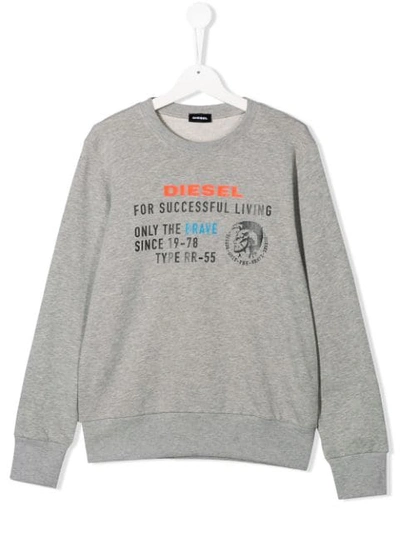 Shop Diesel Branded Sweatshirt In Grey