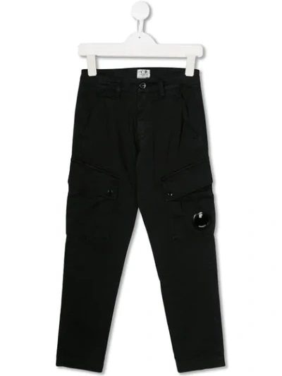 Shop C.p. Company Straight Leg Cargo Pants In Black