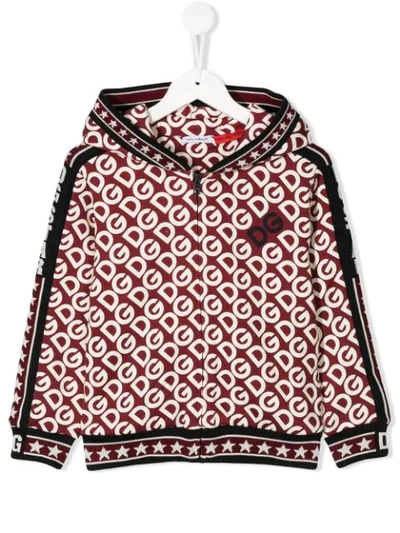 Shop Dolce & Gabbana Dg Print Hoodie In Red