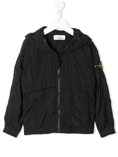 Shop Stone Island Junior Logo Patch Zipped Jacket In Black