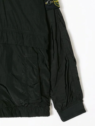 Shop Stone Island Junior Logo Patch Zipped Jacket In Black