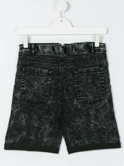 Shop Andorine Acid Fade Denim Shorts In Black