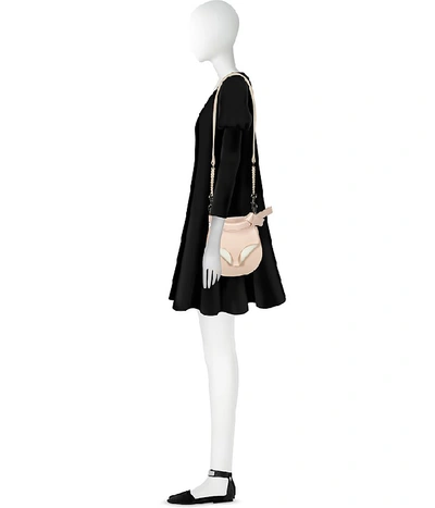 Shop Giaquinto Designer Handbags Leather Daphne Mini Shoulder Bag In Pêche Pâle