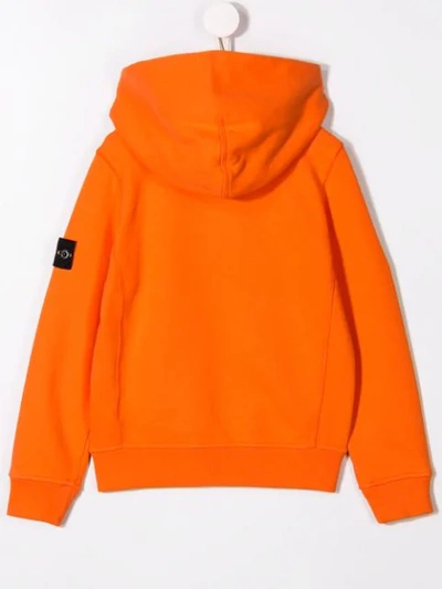 Shop Stone Island Junior Zipped Hoodie In Orange