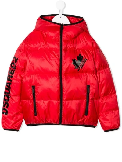 Shop Dsquared2 Logo Patch Padded Jacket In Red