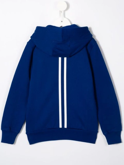 Shop Neil Barrett Lined Detail Zipped Hoodie In Blue