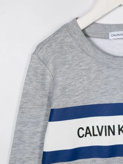 Shop Calvin Klein Printed Logo Sweatshirt In Grey