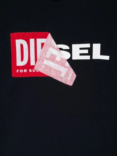 Shop Diesel Teen Graphic Print T-shirt In Blue