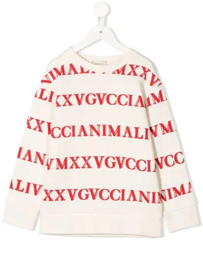 Shop Gucci Gvcci Animalivm Xxv Printed Sweatshirt In Neutrals