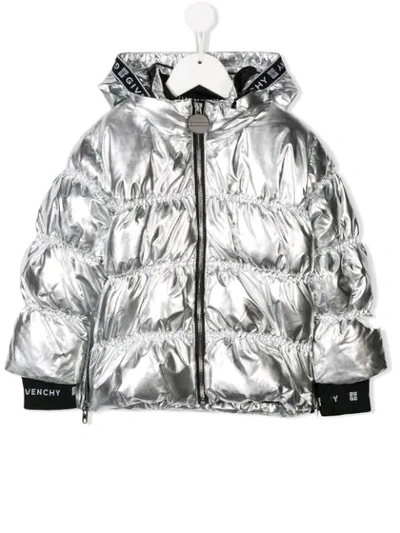 Shop Givenchy Metallic Puffer Jacket In Silver