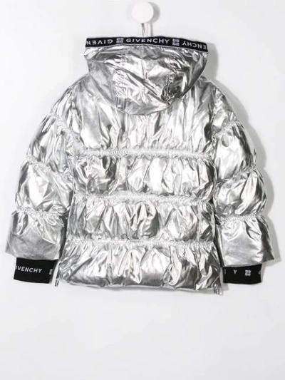 Shop Givenchy Metallic Puffer Jacket In Silver