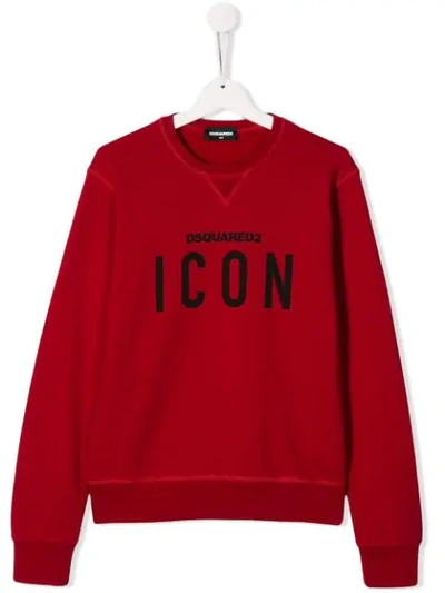 Shop Dsquared2 Teen Logo Print Sweatshirt In Red