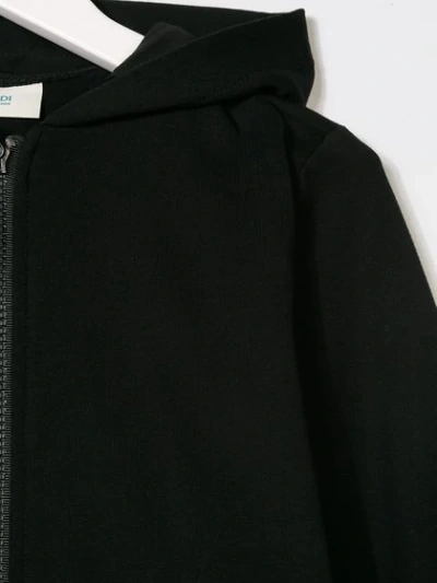 Shop Fendi Logo Print Zipped Hoodie In Black