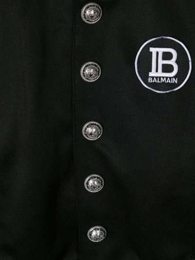 Shop Balmain Graphic Print Bomber Jacket In Black