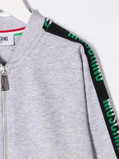 Shop Moschino Logo Bomber Jacket In Grey