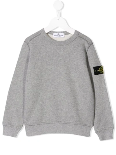 Shop Stone Island Junior Logo Patch Sweatshirt In Grey