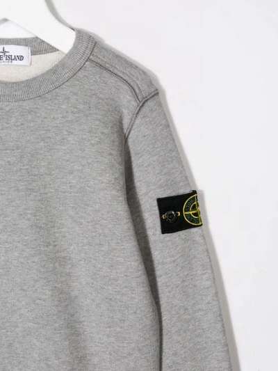 Shop Stone Island Junior Logo Patch Sweatshirt In Grey