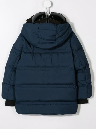 Shop Ai Riders On The Storm Padded Hooded Coat In Blue
