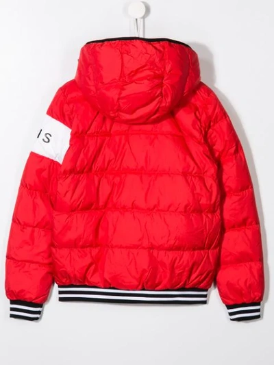 Shop Givenchy Teen Hooded Puffer Coat In Red