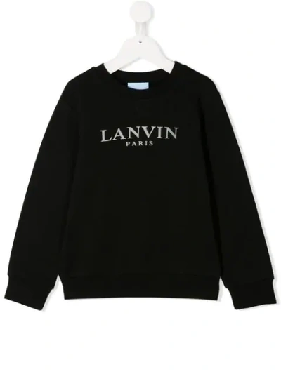 Shop Lanvin Enfant Contrast Logo Sweatshirt In Black
