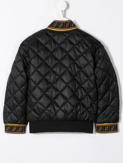 Shop Fendi Diamond Quilted Bomber Jacket In Black