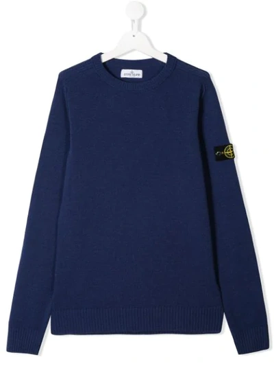 Shop Stone Island Junior Logo Patch Sweater In Blue