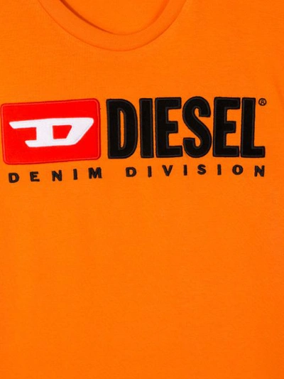 Shop Diesel Contrast Logo T-shirt In Orange