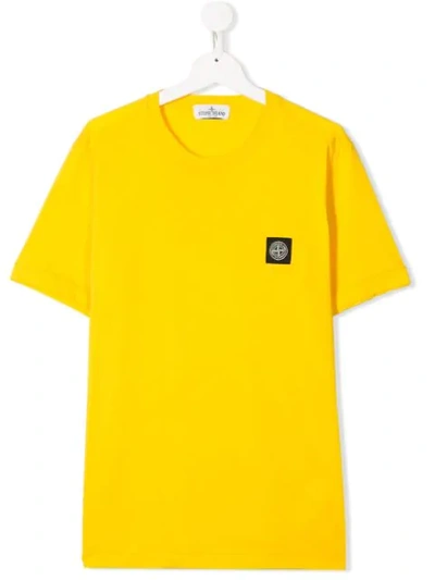Shop Stone Island Junior Logo Patch T-shirt In Yellow