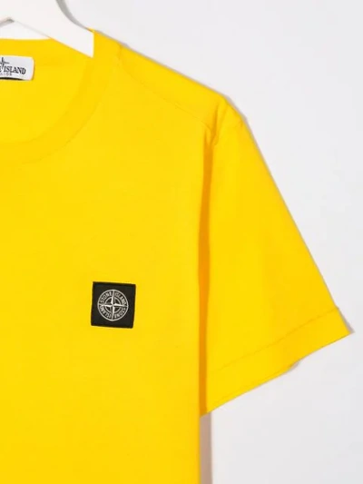 Shop Stone Island Junior Logo Patch T-shirt In Yellow