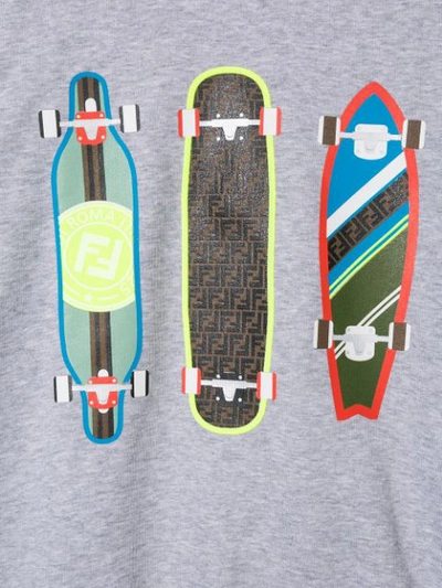 Shop Fendi Teen Skateboard Print Sweatshirt In Grey