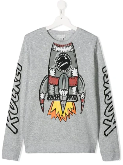 Shop Stella Mccartney Teen Rocket Print Sweatshirt In Grey