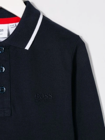 Shop Hugo Boss Contrast Sleeve Detail Polo Shirt In Blue