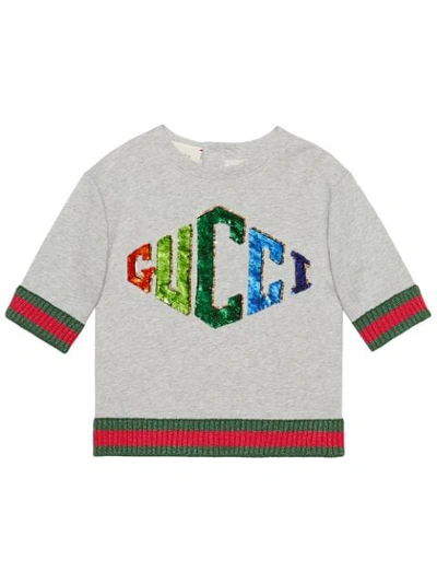 Shop Gucci Children's Sweatshirt With  Game Patch In Grey