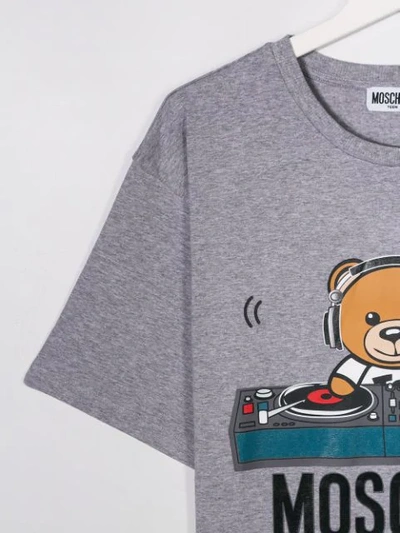 Shop Moschino Teen Dj Toy Bear Print T-shirt In Grey
