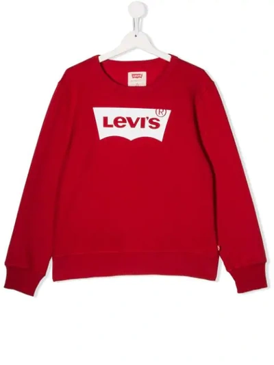 Shop Levi's Teen Printed Logo Sweater In Red