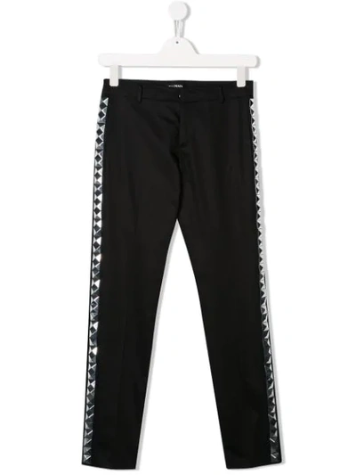 Shop Balmain Teen Side Panelled Tailored Trousers In Black