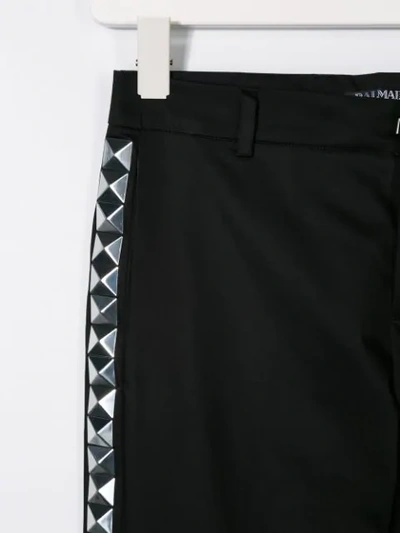 Shop Balmain Teen Side Panelled Tailored Trousers In Black