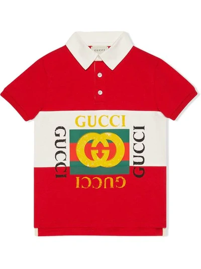 Shop Gucci Children's Polo With  Logo In Red
