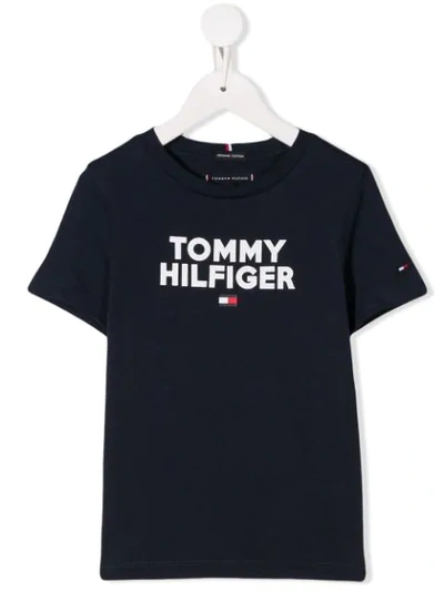 Shop Tommy Hilfiger Junior Logo Print T-shirt In Blue