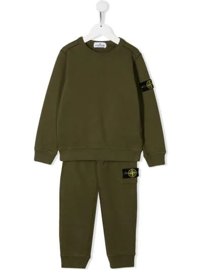 Shop Stone Island Junior Branded Tracksuit In Green