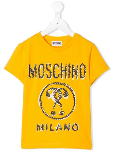 Shop Moschino Logo Print T-shirt In Yellow