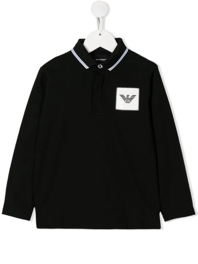 Shop Emporio Armani Logo Patch Polo Shirt In Black