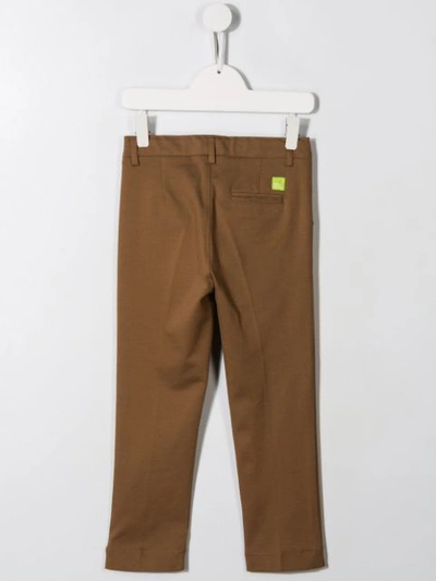 Shop Paolo Pecora Creased Straight Leg Trousers In Brown