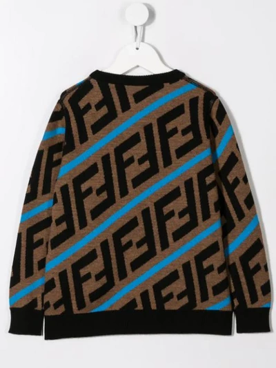 Shop Fendi Ff Logo Sweater In Brown