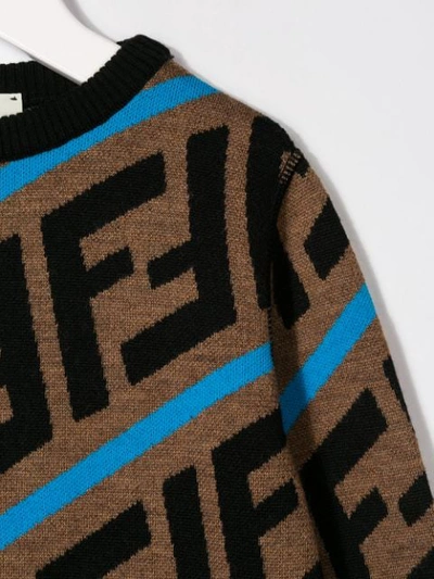 Shop Fendi Ff Logo Sweater In Brown