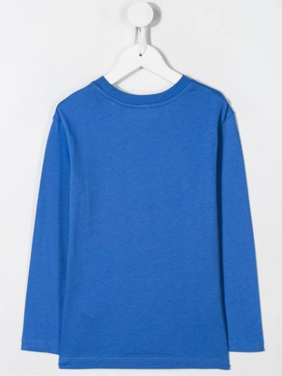 Shop Moschino Logo Long-sleeve Top In Blue