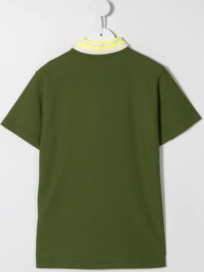 Shop Fendi Teen Logo Print Polo Shirt In Green