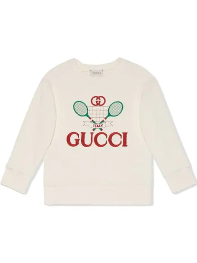 Shop Gucci Tennis Sweatshirt In White