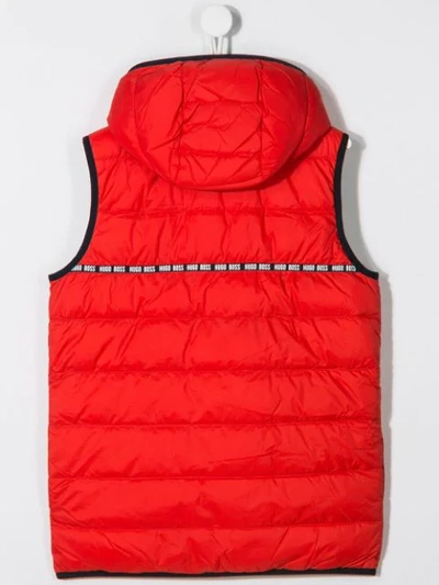 Shop Hugo Boss Teen Padded Gilet Jacket In Red