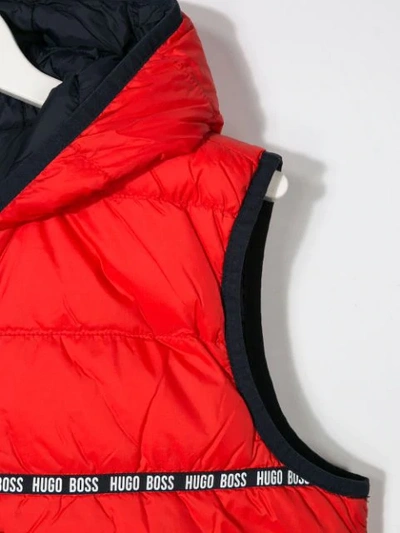 Shop Hugo Boss Teen Padded Gilet Jacket In Red